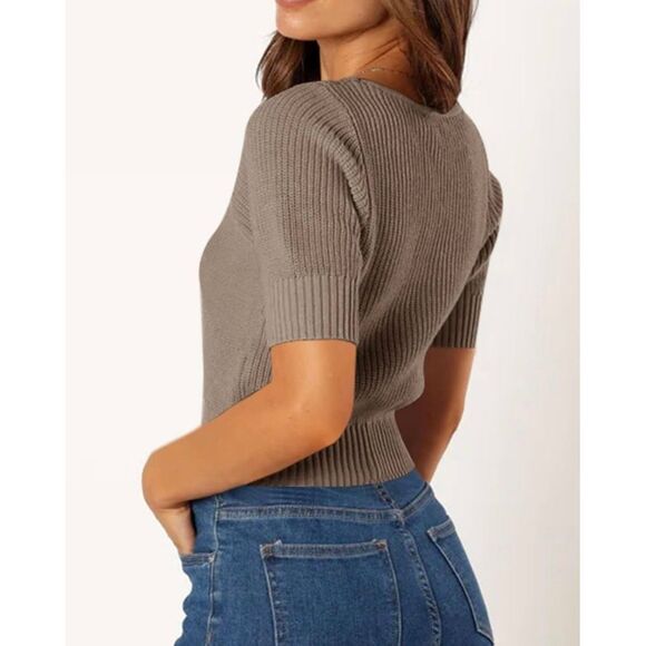 Womens Short Sleeve Crop Sweaters - Set of 2 - Picture 8 of 9